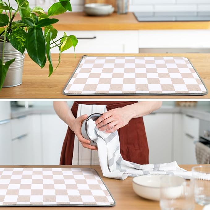 Zonon Dish Drying Mat for Kitchen Counter 16 x 24 Microfiber Absorbent Dish