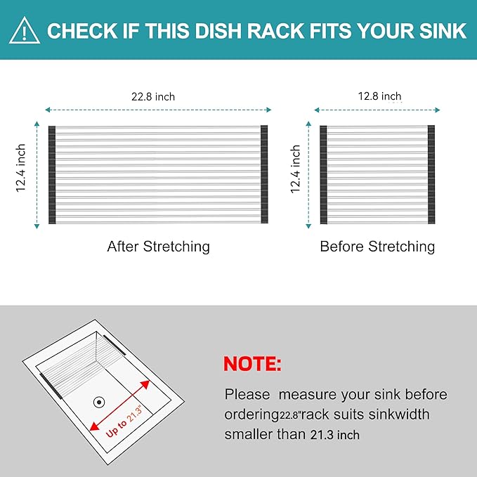 Extra Large Expandable Roll Up Dish Drying Rack, Over The Sink Drying Rack Sink