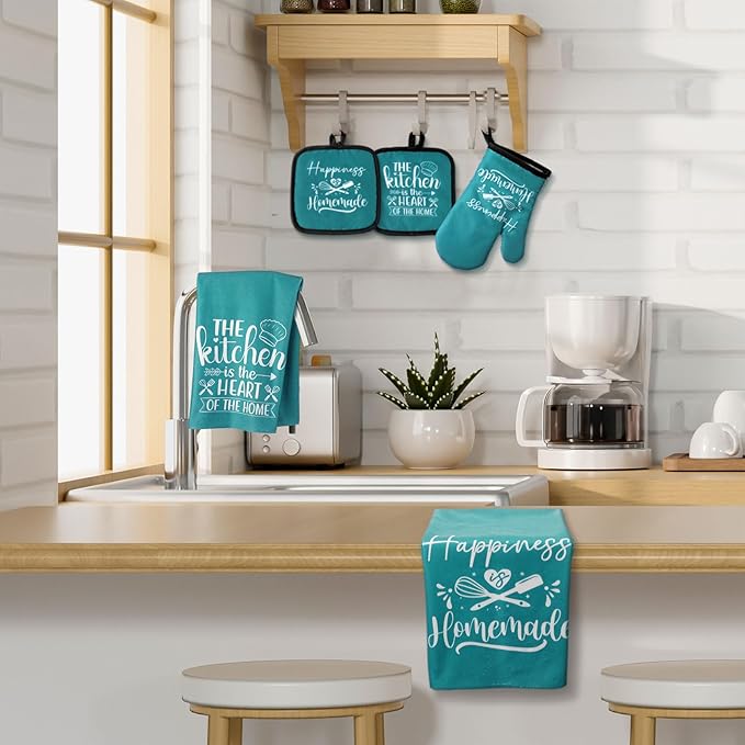 Sratte 6 Pcs Kitchen Decor Accessories Set Farmhouse Towels Pot Holders Oven