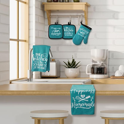Sratte 6 Pcs Kitchen Decor Accessories Set Farmhouse Towels Pot Holders Oven
