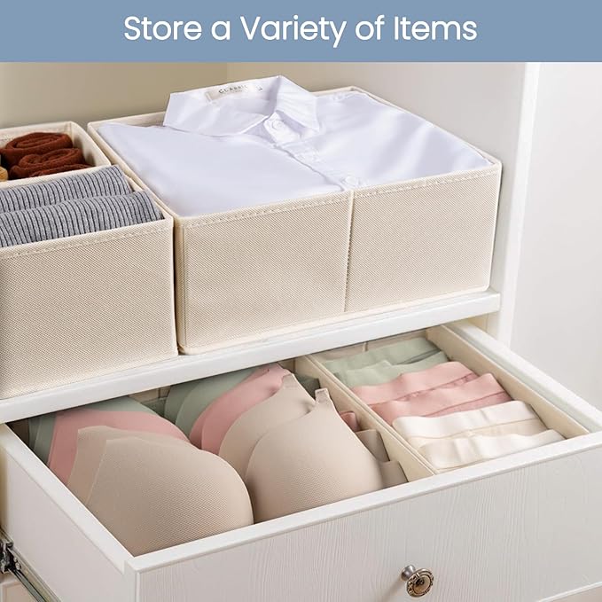 Criusia Drawer Organizer Clothes, 24 Pack Underwear Drawer Organizers, Foldable