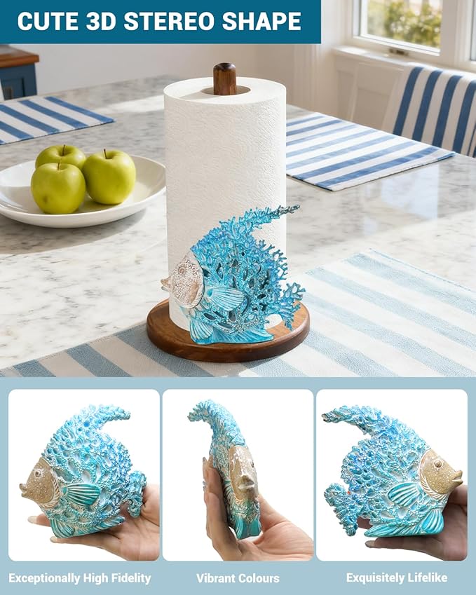 Sea Fish Paper Towel Holder, Coastal Beach Ocean Nautical Decor
