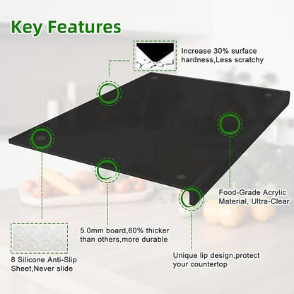 Acrylic Cutting Board with Counter Lip | 60% Thicker & Durable | BPA-Free &