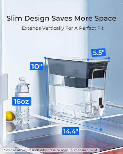 Waterdrop 35-Cup Slim Water Filter Dispenser, Large Capacity Water Filter
