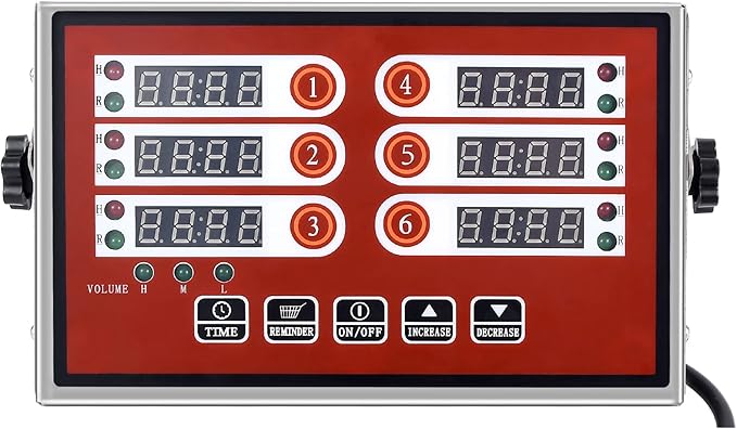 Kitchen Timers for Cooking – 6 Channel Commercial Kitchen Timer Restaurant