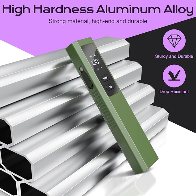 EDC Flashlight 4 in 1 Pocket Magnetic Slim Flat Flashlight High Lumens Work Light with Green Beam & UV Light & Warning Light Combo EDC Rechargeable LT-010 (Green Color)