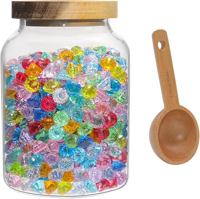 Glass Storage Jar with Lids Thicken Glass Coffee Canister Borosilicate Glass Food Containers for Spice Ground Nut Pasta Sugar Candy Tea (1200ml/40oz-1pack-with spoon)