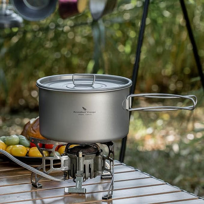 Boundless Voyage Titanium Pot Portable Camping Cookware Lightweight Cooking Pot Set for Outdoor Cooking Traveling Backpacking Hiking Trekking Picnic
