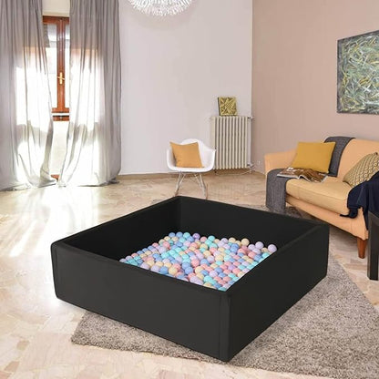 Extra Large Foam Ball Pit for Toddlers Kids Square Soft Ball Pool Ideal Gift Play Toy for Children (Black)