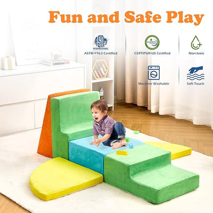 6 Pieces Climbing Toys for Toddlers, Climb & Crawl Soft Foam Block Activity Play Set, Foam Play Gym Climbing Blocks, Toddler Climbing Toy Indoor, Soft Foam Toys for Kids Crawling and Sliding