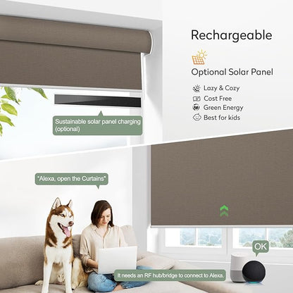 ZSHINE Motorized Blackout Window Blinds Customize Width Remote Control Wireless