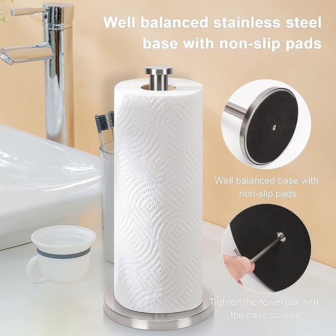 NearMoon Standing Paper Towel Holder, Kitchen Paper Towel Tissue Holder-