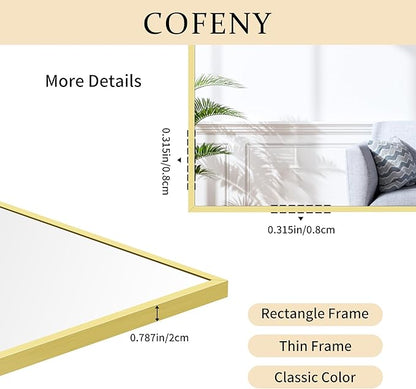 Gold Bathroom Mirror for Wall, 30x36 Inch Rectangle