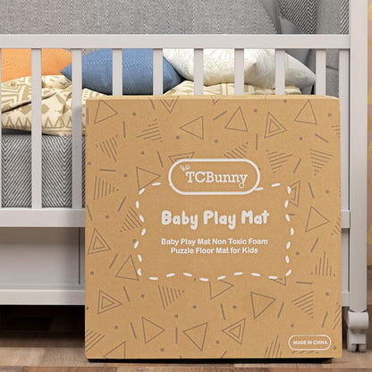 Extra Large Baby Play Mat - 4FT x 6FT Non-Toxic Foam Puzzle Floor Mat for Kids & Toddlers (Persia Handmade Pattern, Blue and White)