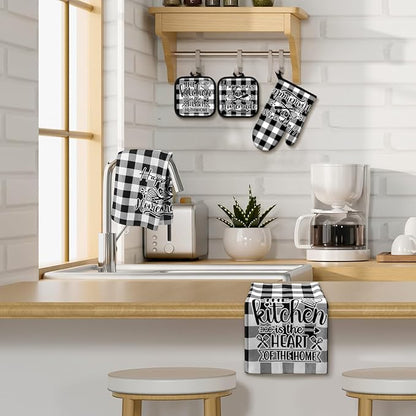 Sratte 6 Pcs Kitchen Decor Accessories Set Farmhouse Towels Pot Holders Oven