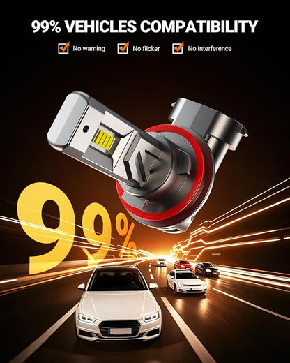 SEALIGHT 9005 H11 Light Bulbs Combo, 88000LM 6500K Output Canbus Ready, 9005/HB3 H11/H8/H9 LED Bulbs For Powersports IP68 80000Hrs Lifespan, 1:1 Size 3Mins Installation, 4 Pack