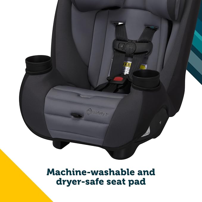 Safety 1st Ellaris 3-in-1 Convertible Car Seat, Slim Fit Design, Rear & Forward-Facing, 5-Position Headrest, Travel-Friendly with Machine-Washable Seat Pad, Peacock Blue