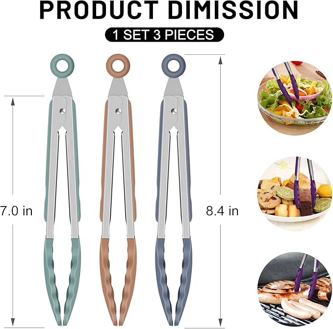 Hotec Mini Silicone Kitchen Tongs