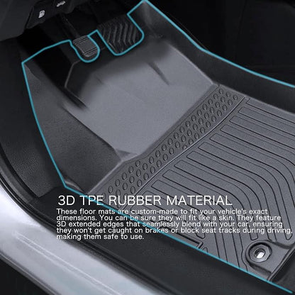 Floor Mats for 2021-2023 Elantra N (No Fit 21-23 Hybrid) All Weather Protection Custom TPE Rubber Floor Odorless Anti-Slip Waterproof, 1st & 2nd Row, Black (2021-2023 Elantra N)