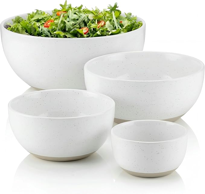 KooK Mixing Bowls, Ceramic Nesting Bowls, Stoneware Kitchen Bowls,