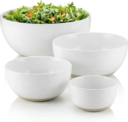 KooK Mixing Bowls, Ceramic Nesting Bowls, Stoneware Kitchen Bowls,