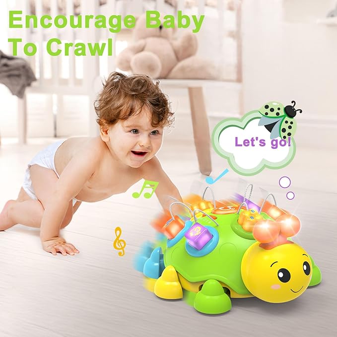 Musical Ladybug Baby Toys 6-12 Months, Infant Early Educational Learning Crawling Toys for 1 Year Old Boy, Newborn First Bithday Gift Toy for 7 8 9 10 11 Months Boys Girls (Green)