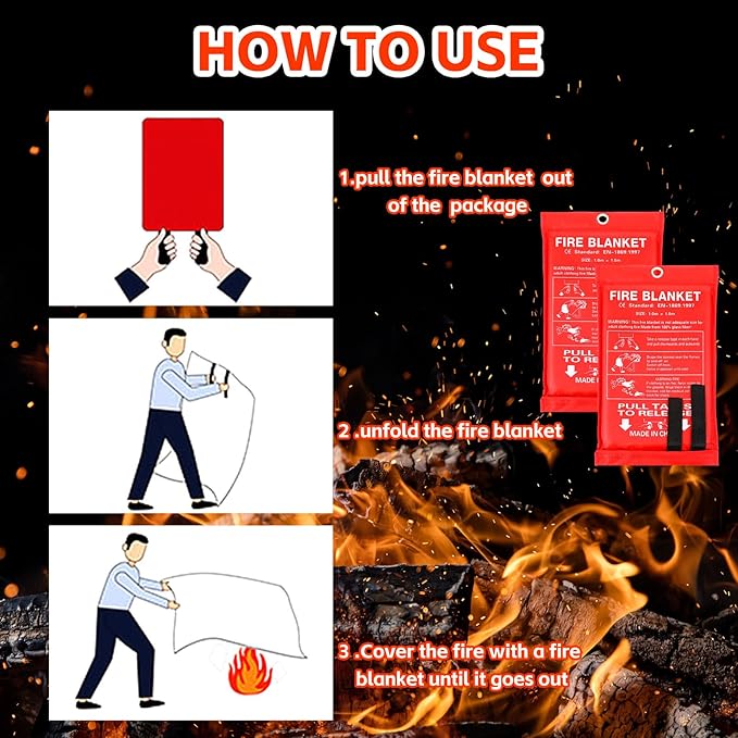 Macarrie 30 Pack 39??x 39??Fire Blanket Emergency for Home and Kitchen Safety Suppression Blanket Fiberglass Fireproof Survival for Fireplace Car Office Camping (Red)