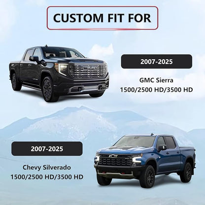 BABYBLU Chevy Silverado Seat Covers Full Set,Truck Seat Covers for Silverado GMC Sierra,Custom Fit 2007-2023 2024 2025 1500/2500HD/3500HD(Grey, Full Set)