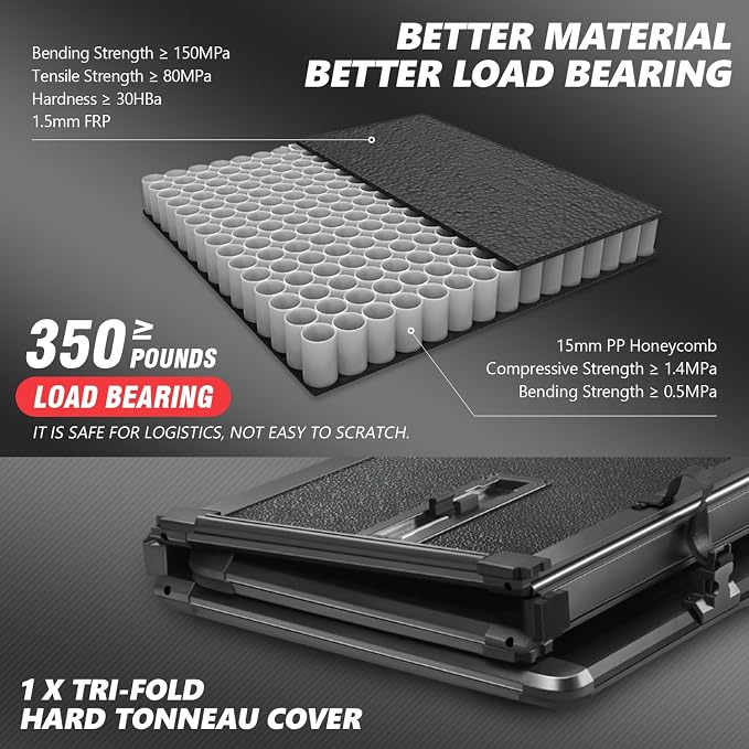 DNA Motoring New Upgrade Truck Bed Top Hard Solid Tri-Fold Tonneau Cover Compatible with 89-94 Toyota Pickup / 95-04 Tacoma 6' Bed, TTC-HARD-051