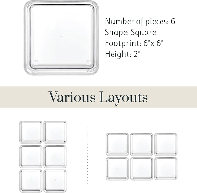 STORi SimpleSort 6-Piece Stackable Clear Drawer Organizer Set | 6" x 6" x 2"