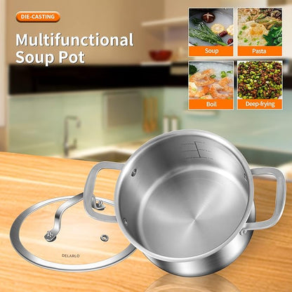 DELARLO Whole Body Tri-ply Stainless Steel Stock Pot
