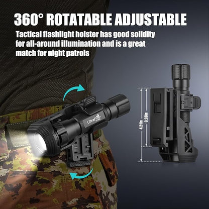 ULTRAFIRE 1000 High Lumen Tactical EDC Flashlight with Holster,Single Mode Police Flashlight with Belt Holder,Bright Law Enforcement Flashlight with Holster for Duty Belt T1 PRO