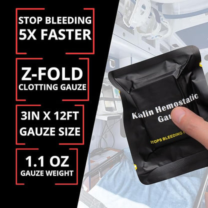 First Aid Advanced Quick Clotting Combat - Flexible Hemostatic - Stop The Bleed kit Faster Wound Packing with Quick Clotting Medical - Survival Kit Supplies - 3" x 12.5' (CT-Gauze-5)