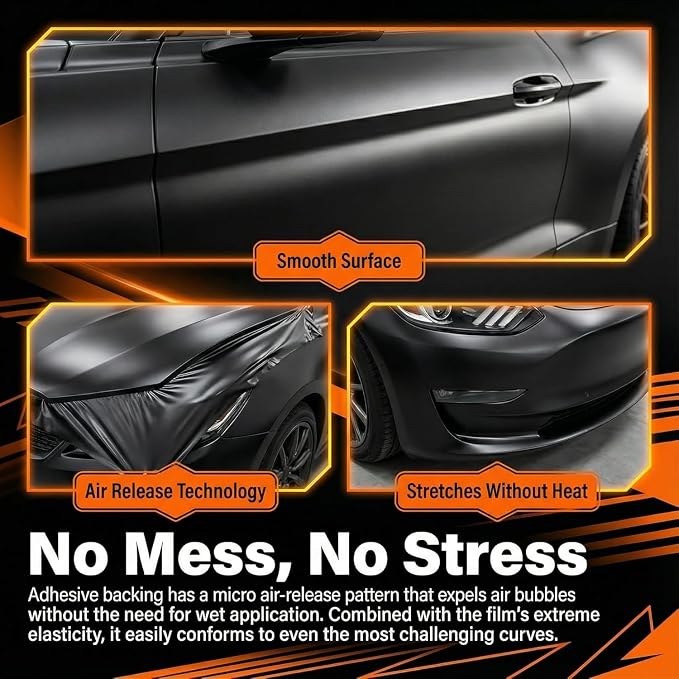 Black Indestructible Paint 3ft x 5ft Carbon Fiber Vinyl Wrap with Nano Air Release Technology,Anti-Wrinkle - Premium Paint Protection Film Roll for Car