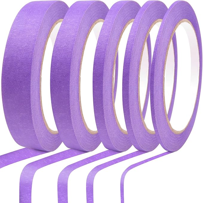 5 Rolls Pinstripe Tape - Masking Tape 1/16", 1/8", 1/4", 1/2", 3/4" - Thin Painters Masking Automotive Tape for DIY, Car, Auto, Paint, Art, Tumblers (Purple)