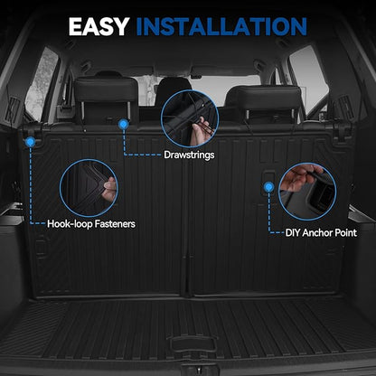 Custom Fit Floor Mats for 2013-2024 Toyota 4Runner 5 Seats, All Weather TPE Floor Liners with Trunk Mat & Backrest Protectors & Door Sill Guard, Odorless Full Set Interior Accessories