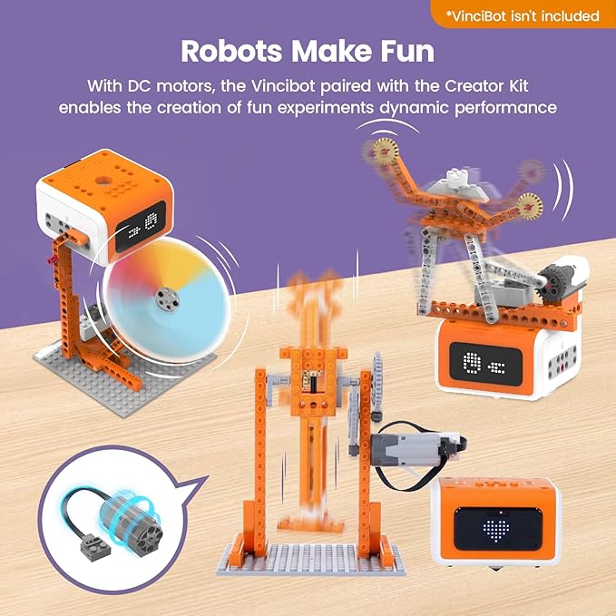 Creator Kit for VinciBot Robotic with 434+ Building Blocks & 20 Building Cases for Kids School STEM Education Class, DIY Science Experiment Kit for Kids Ages 8-12