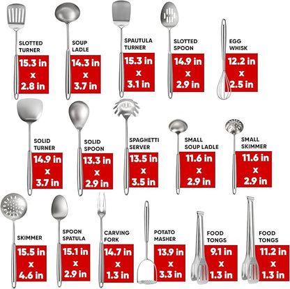 Newness 16 Pcs Cooking Utensils Set, 304 Stainless Steel Kitchen Utensils Set