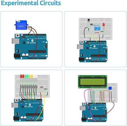 SUNFOUNDER Electronics Fun Kit with 1602 LCD Module, Breadboard, LED, Resistor for Arduino UNO Mega Gold Raspberry Pi