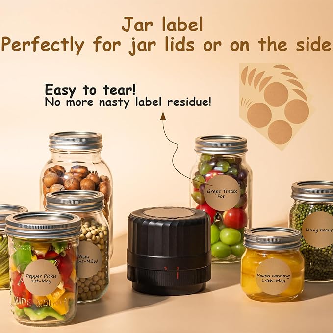 Electric Mason Jar Vacuum Sealer - Automatic Mason Jar Vacuum Sealer Kit, Vacuum Sealer for All Mason Jars With Regular Lids/Wild Mouth Lids, A Must-Have Tool for Canned Foods/Pantry etc