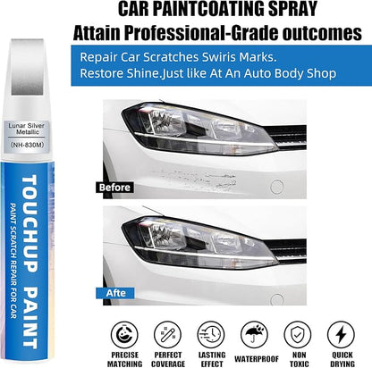 Lunar Silver Metallic(NH-830M) Touch Up Paint for Honda 2-in-1 Car Scratch Repair Pen for Rock Chips, Door Scratches & Paint Nicks Exact Color Match Quick Dry DIY Fix for Civic Accord CR-V