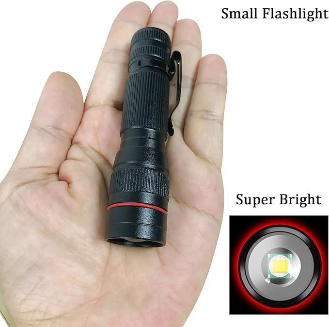 LED Flashlight Rechargeable 2 Pack, High Lumens Tactical flahlight, Super Bright Small Flash Light, Mini Pocket Torch, 3 Modes Zoomable Portable Keychain Flashlights for Camping, Emergency