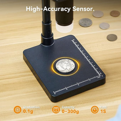 Elikliv EDM4C Coin Microscope with Scale：4.3" Digital Microscope with Adjustable LED, Error Coin Magnifier with Screen & Weighing Scope for Collectors, Jewelers, Students, Windows/Mac Compatible