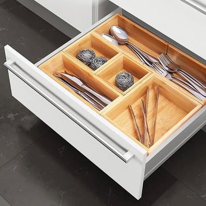 Fabsome Bathroom Drawer Organizer, Bamboo Box Bin