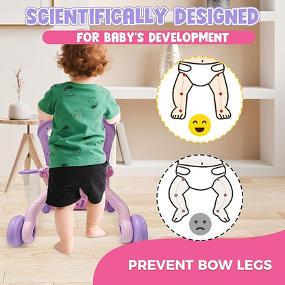 Baby Walker Toys,Push Walker for Boys & Girls Learning to Walk,Sit to Stand Early Educational Toys,Activity Center for Infant,Christmas Birthday Gift for Toddler 6-18 Months,Purple