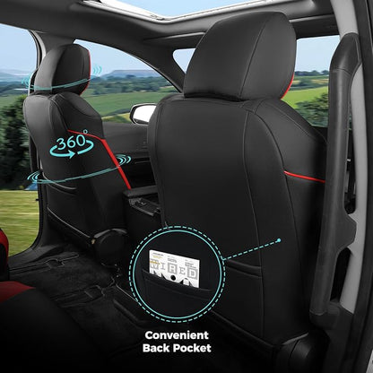 Customized for Toyota Sienna Seat Covers 2021-2026 Sienna 8 Seats 3 Row, Leather Car Seat Covers Waterproof Seat Covers Full Set for Cars, Car Seat Protectors, Airbag Compatible(BlackRed)