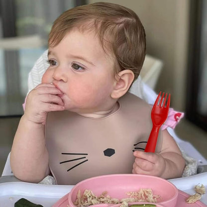 12 Pcs Kids Spoons and Forks Toddler Utensils Plastics Reusable Silverware Baby Cutlery Set Feeding Dinnerware Utensils BPA Free Microwave Dishwasher and Freezer Safe- Red
