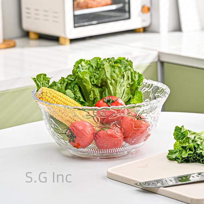S.G Premium Quality 2 Gallon / 8 Quart Clear Plastic Punch Bowl
