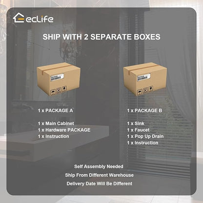 eclife 60" Bathroom Vanities Cabinet