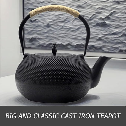 Big Cast Iron Teapot, Japanese Tetsubin Tea Kettle for Stovetop Safe, Cast Iron Tea Pot with Stainless Steel Infuser for Loose Tea and Enameled Interior(1800ml/60.9oz)